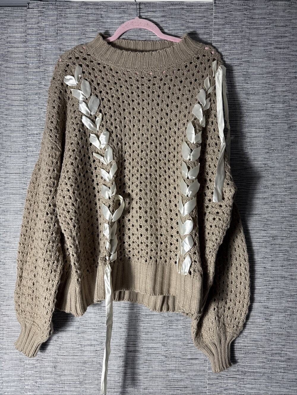 Cato Crochet Sweater, Tan, Size 22/24W